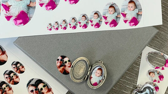 Tiny heart oval and round photos printed for lockets