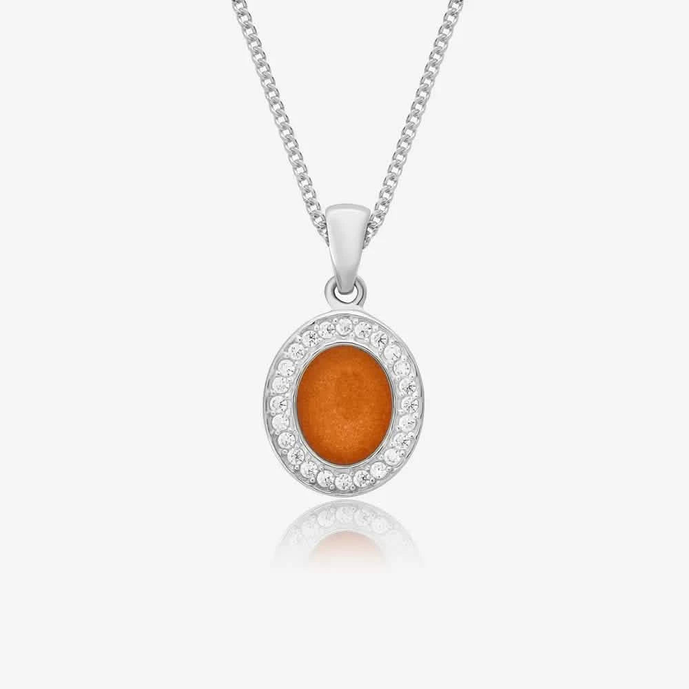 Oval Crystal Ashes Necklace | Ashes Pendant | Featherlings UK
