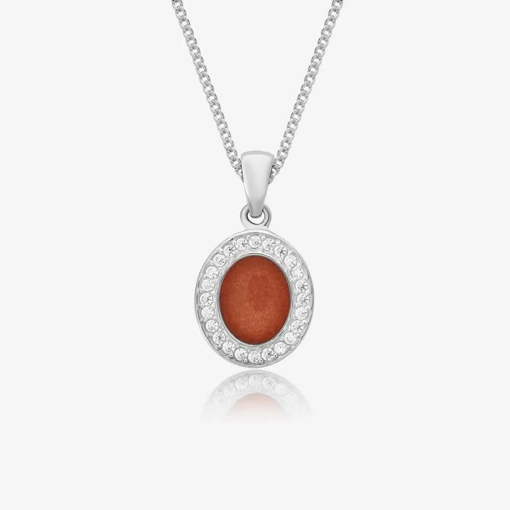 Oval Crystal Ashes Necklace | Ashes Pendant | Featherlings UK