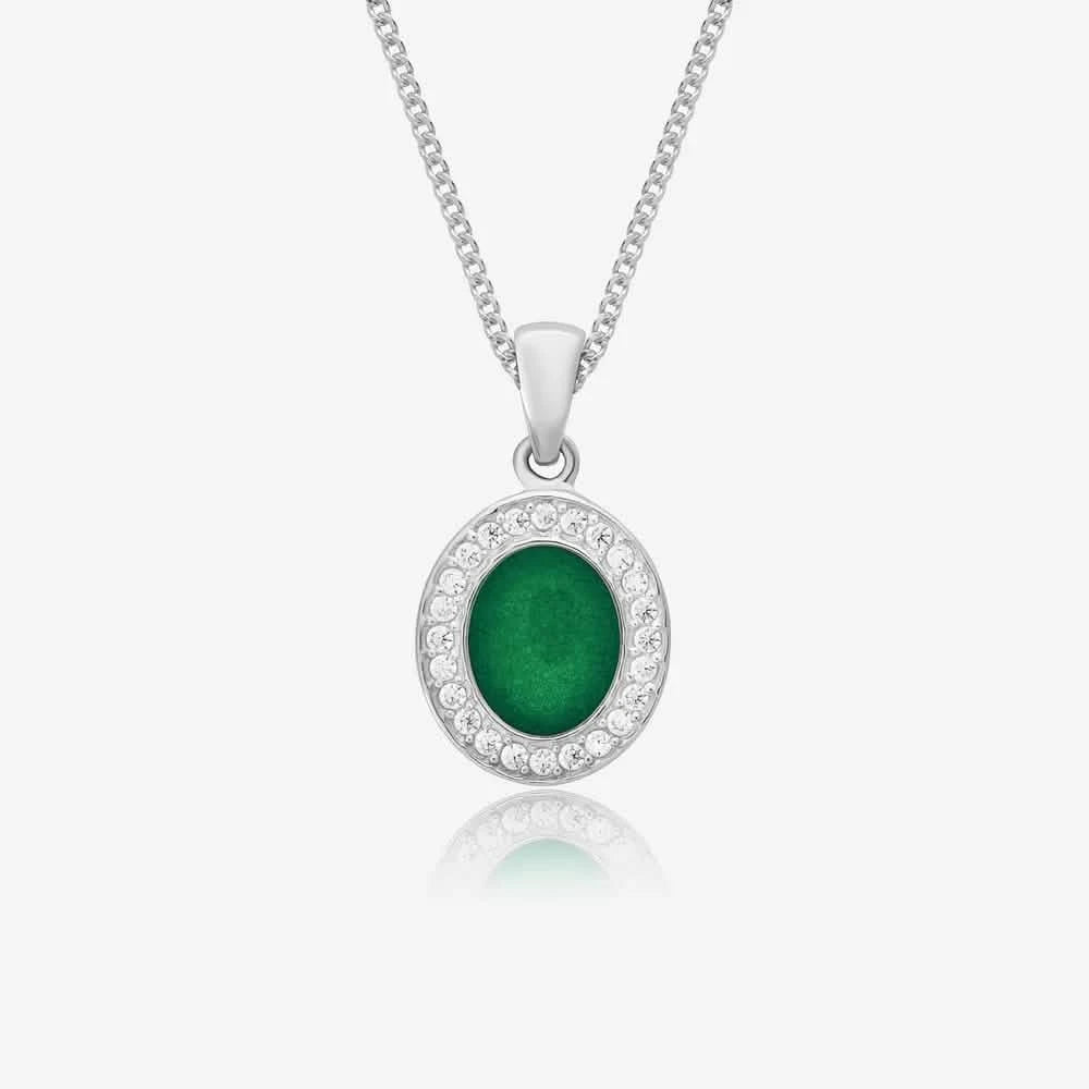 Oval Crystal Ashes Necklace | Ashes Pendant | Featherlings UK