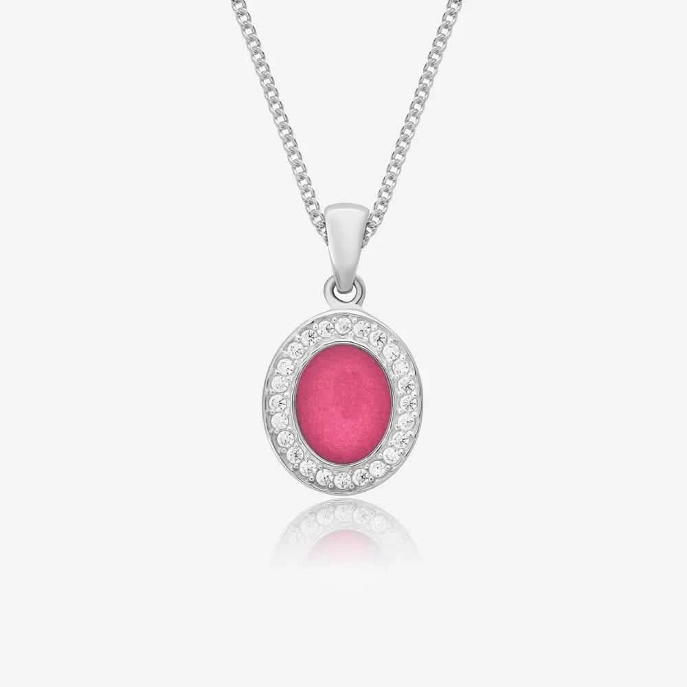 Oval Crystal Ashes Necklace | Ashes Pendant | Featherlings UK