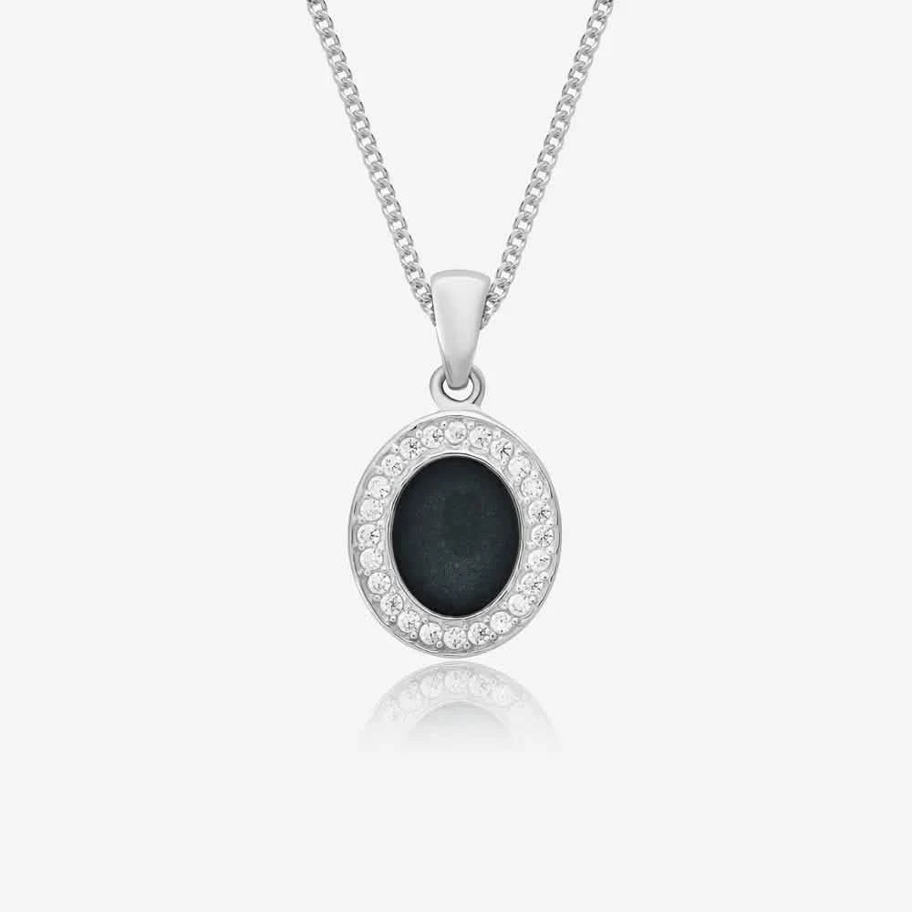 Oval Crystal Ashes Necklace | Ashes Pendant | Featherlings UK