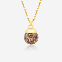 Gold Flower Ball Necklace | Dried Flower Jewellery | Featherlings UK