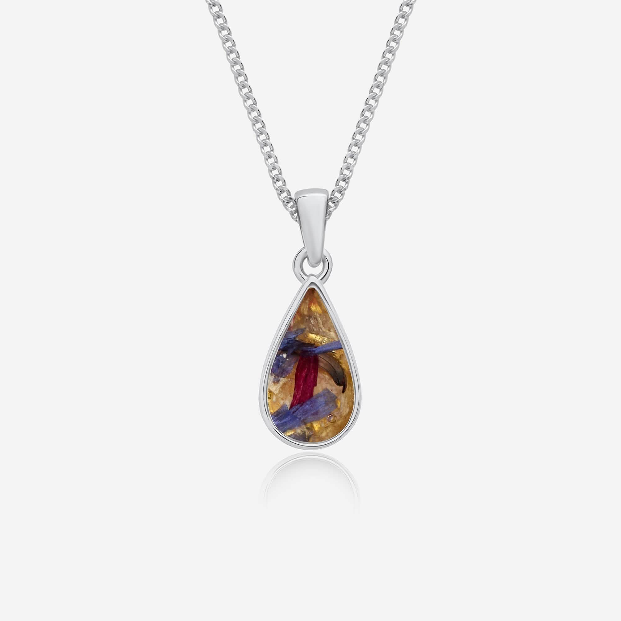 Flower Drop Silver Necklace | Dried Flower Jewellery | Featherlings UK