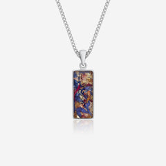 Flower Rectangle Silver Necklace | Dried Flower Jewellery | Featherlings UK