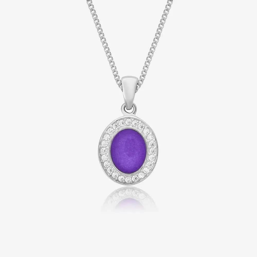 Oval Crystal Ashes Necklace | Ashes Pendant | Featherlings UK