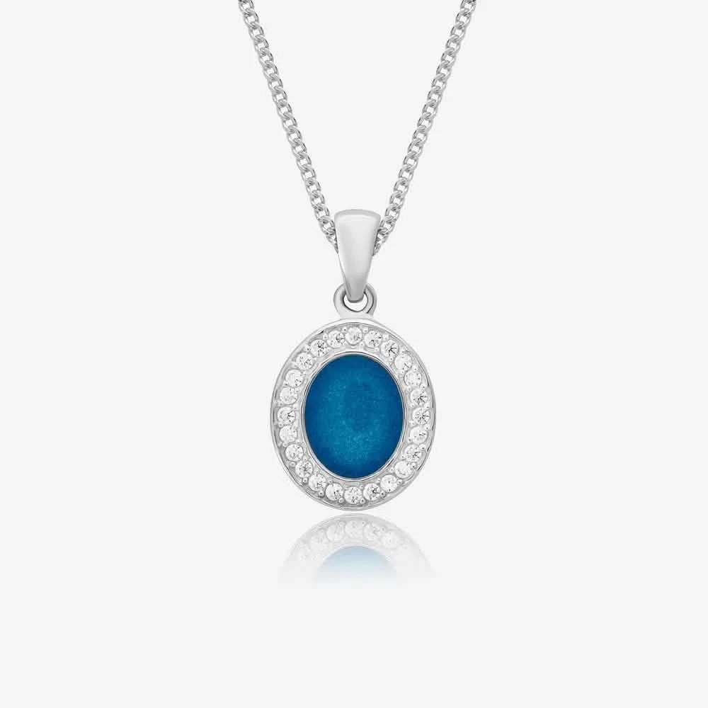 Oval Crystal Ashes Necklace | Ashes Pendant | Featherlings UK