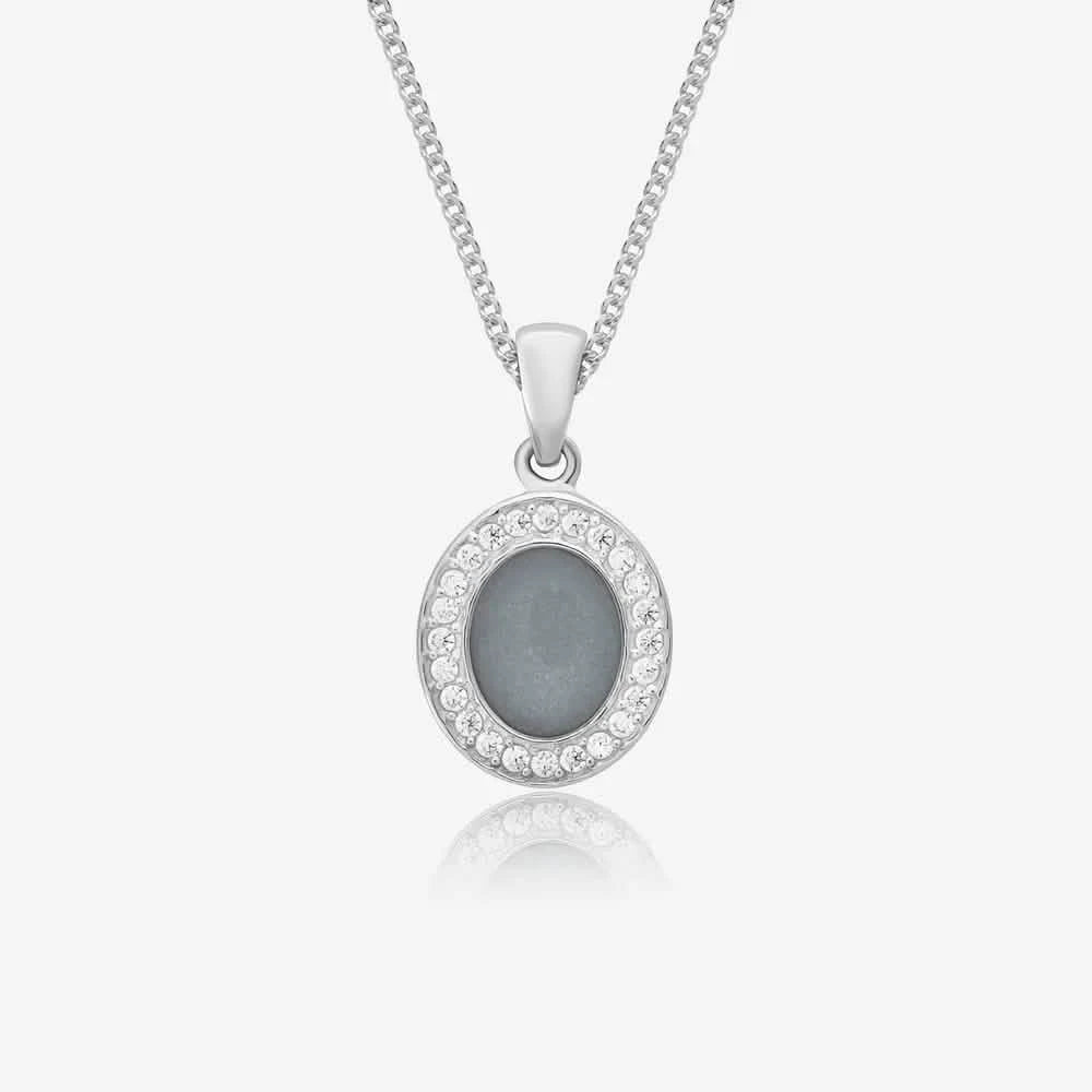 Oval Crystal Ashes Necklace | Ashes Pendant | Featherlings UK