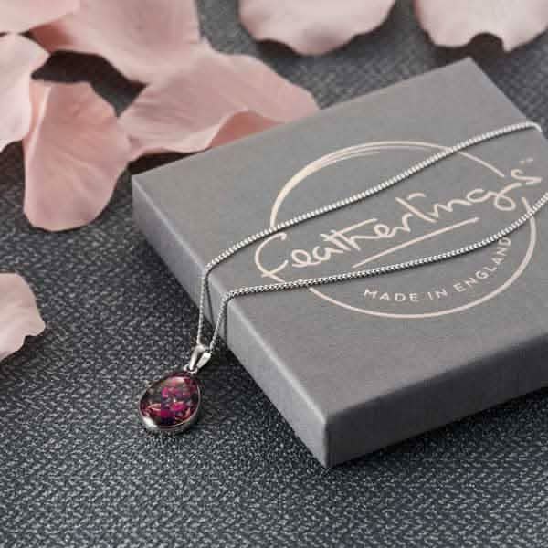 Flower Drop Silver Necklace | Dried Flower Jewellery | Featherlings UK