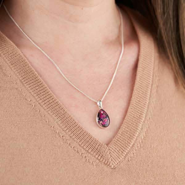 Flower Drop Silver Necklace | Dried Flower Jewellery | Featherlings UK