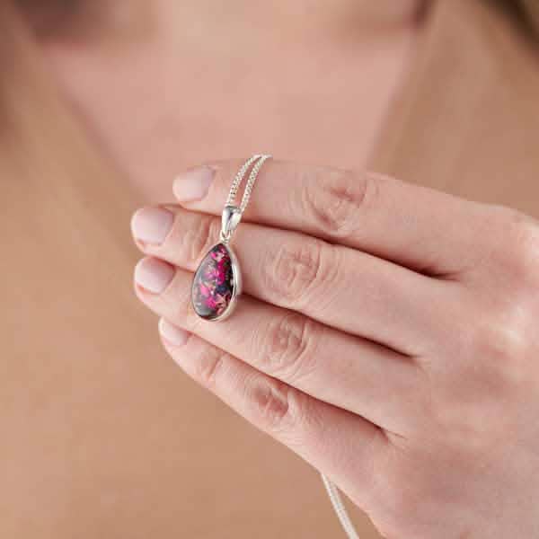 Flower Drop Silver Necklace | Dried Flower Jewellery | Featherlings UK