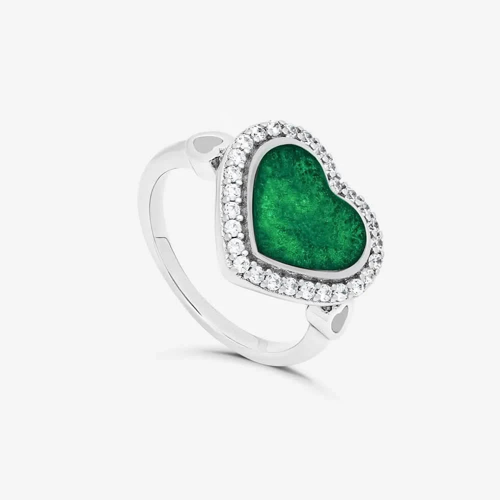 Silver Heart Ashes Ring - Crystal | Ashes Rings | Featherlings UK