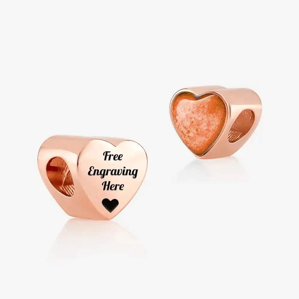 Rose Gold Engraved ashes heart charm | Ashes Charms | Featherlings UK