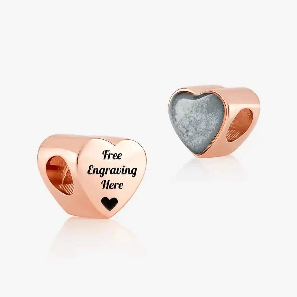 Rose Gold Engraved ashes heart charm | Ashes Charms | Featherlings UK