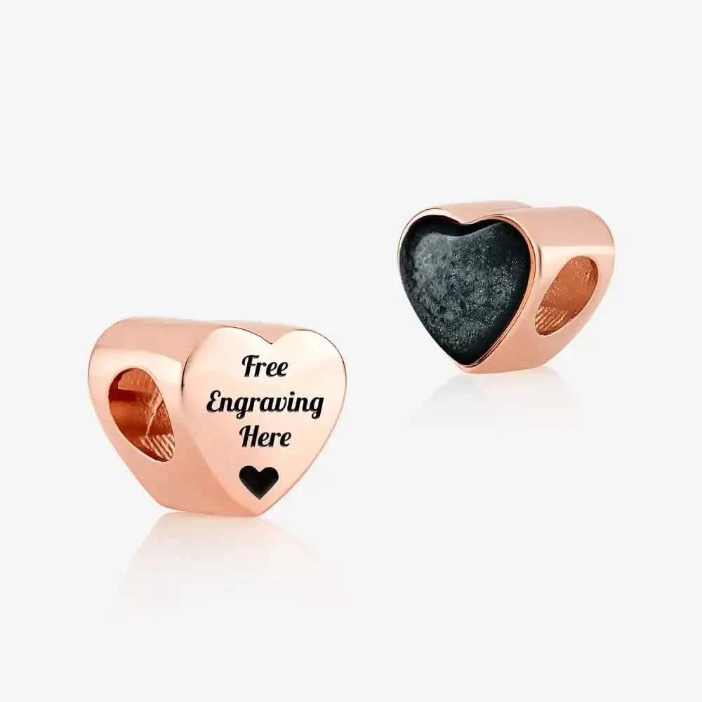 Rose Gold Engraved ashes heart charm | Ashes Charms | Featherlings UK