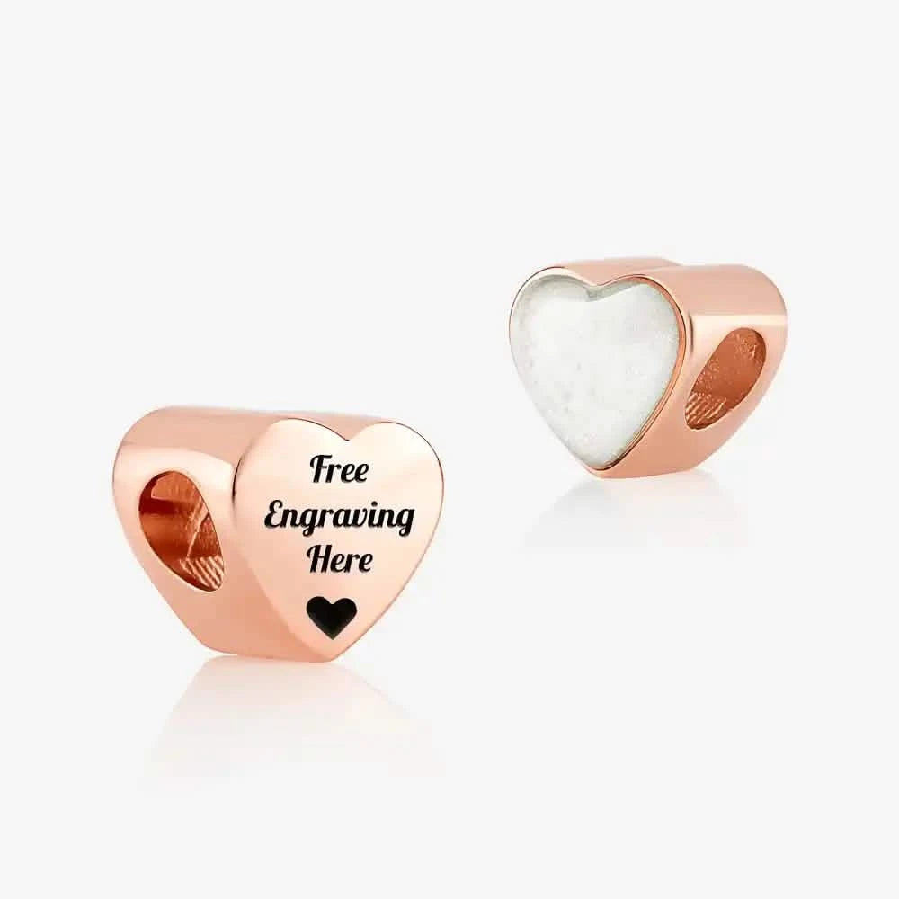 Rose Gold Engraved ashes heart charm | Ashes Charms | Featherlings UK