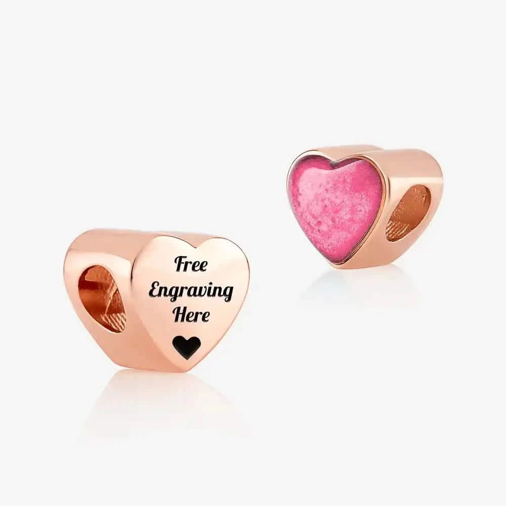 Rose Gold Engraved ashes heart charm | Ashes Charms | Featherlings UK