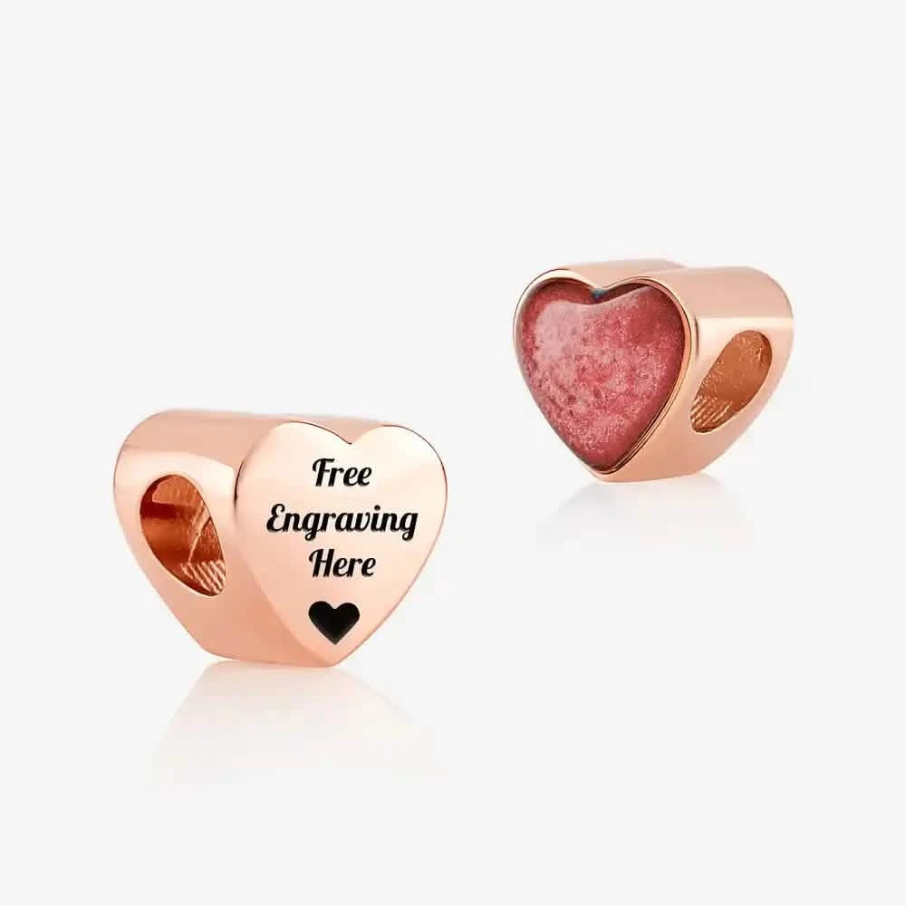 Rose Gold Engraved ashes heart charm | Ashes Charms | Featherlings UK