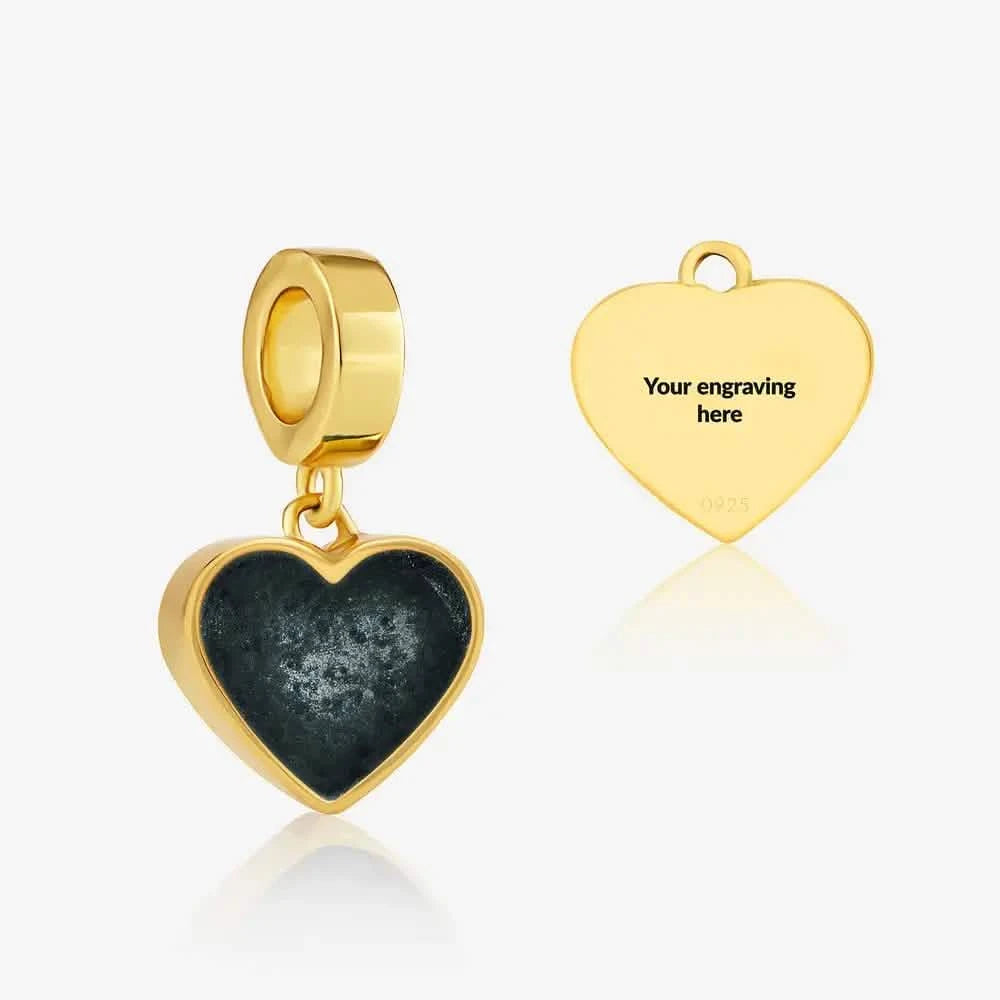 Gold Heart Dangle Ashes Charm | Ashes Charms | Featherlings UK
