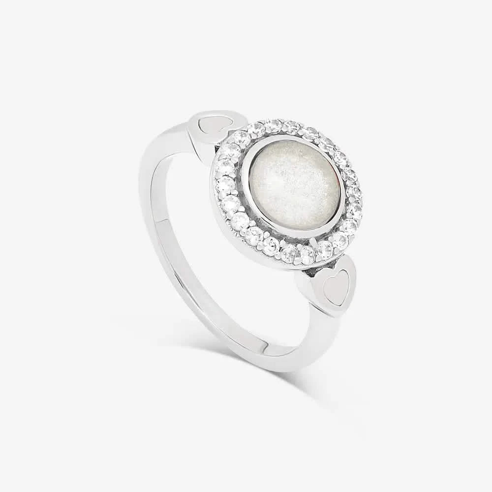 Round Ashes Ring - Crystal | Ashes Rings | Featherlings UK