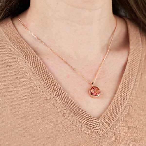 Large Rose Gold Flower Necklace | Dried Flower Jewellery | Featherlings UK