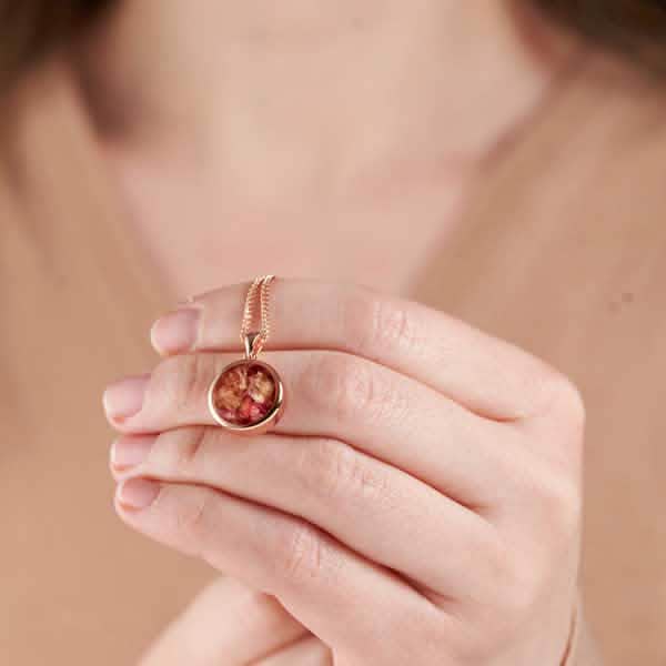 Large Rose Gold Flower Necklace | Dried Flower Jewellery | Featherlings UK