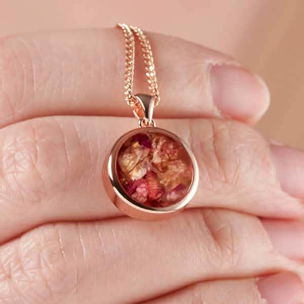 Large Rose Gold Flower Necklace | Dried Flower Jewellery | Featherlings UK