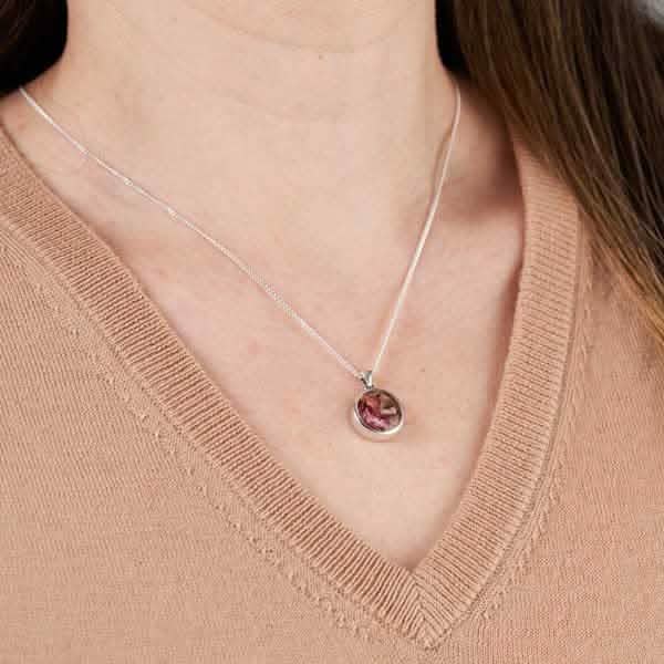 Large Flower Silver Necklace | Dried Flower Jewellery | Featherlings UK