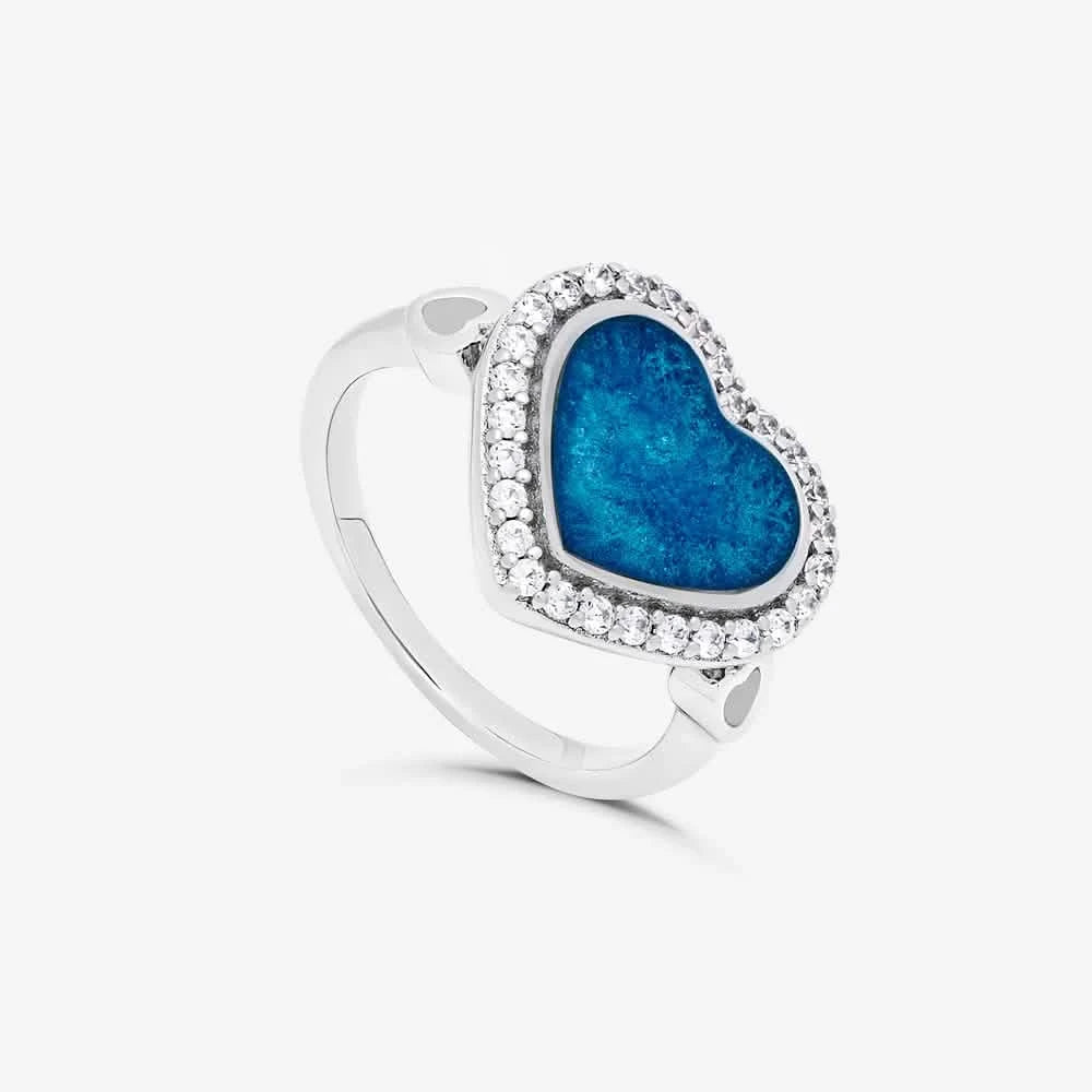 Silver Heart Ashes Ring - Crystal | Ashes Rings | Featherlings UK