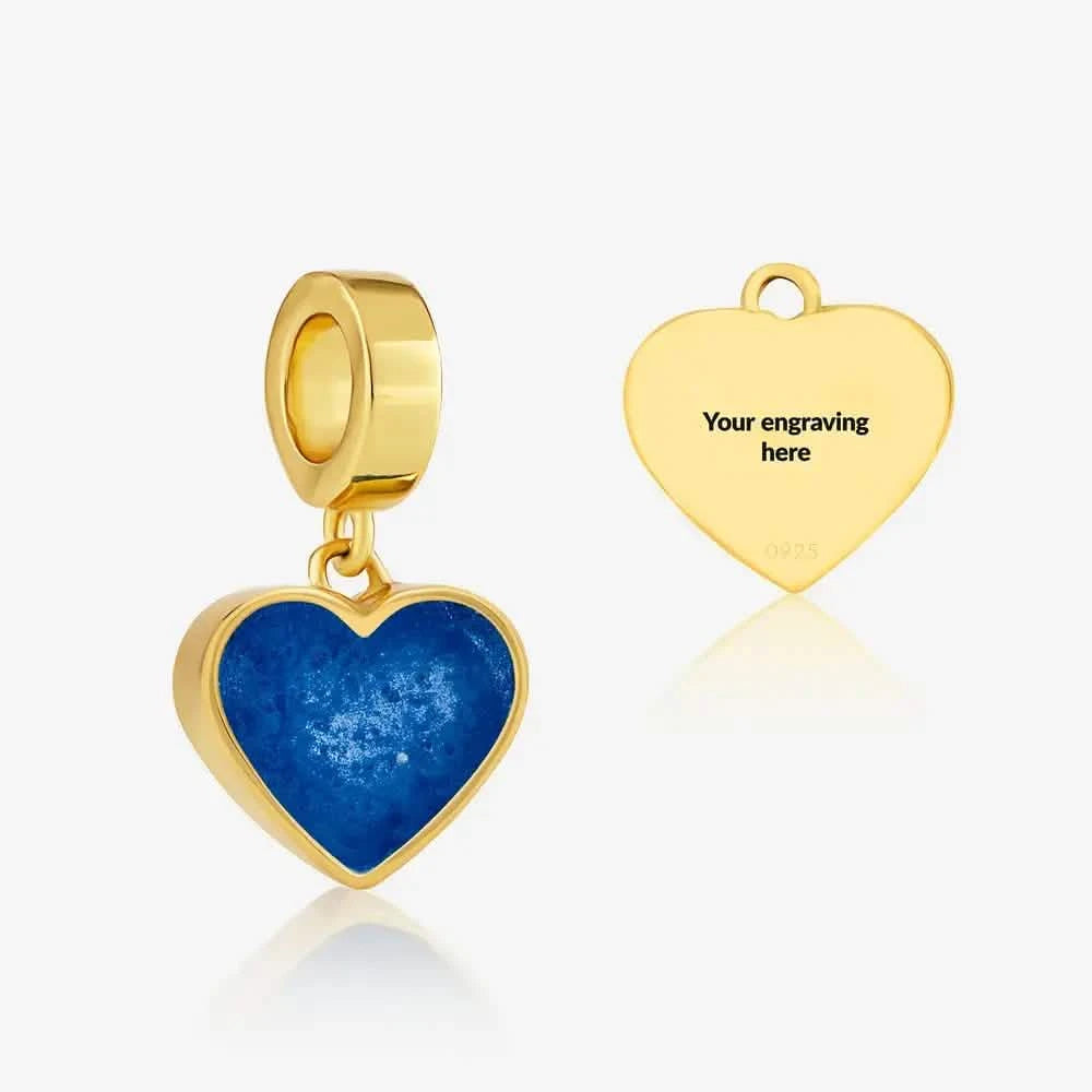 Gold Heart Dangle Ashes Charm | Ashes Charms | Featherlings UK