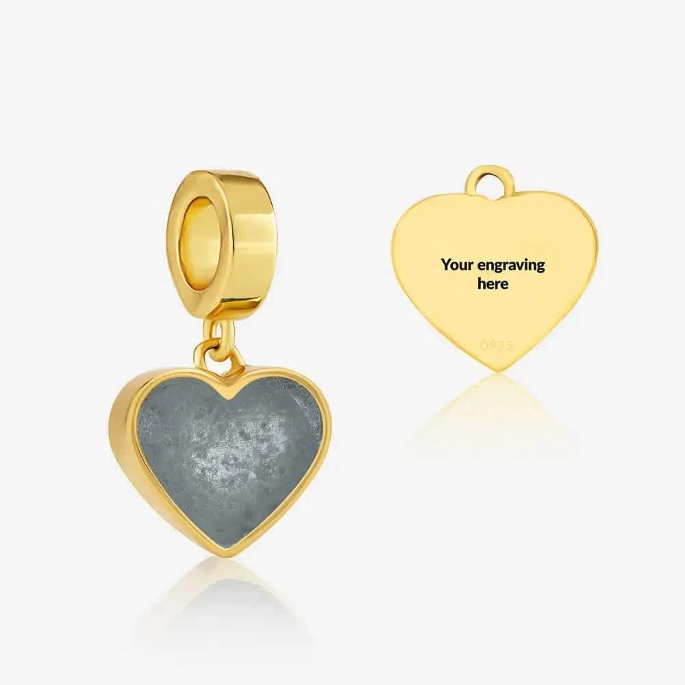 Gold Heart Dangle Ashes Charm | Ashes Charms | Featherlings UK