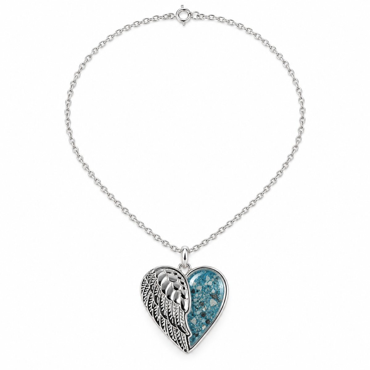 Angel Wing Heart Ashes Necklace — chain