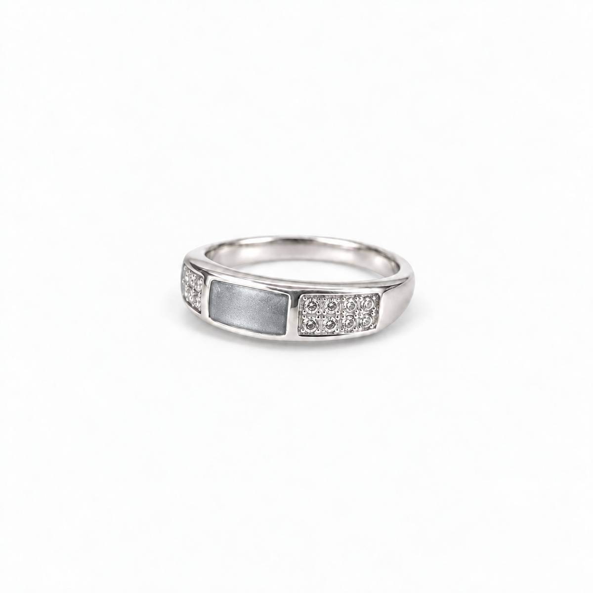 crystal channel silver ashes ring in Silver, hidden inclusions