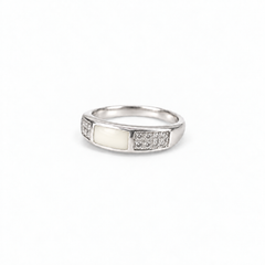 crystal channel breast milk ring in 925 sterling silver with natural ivory resin