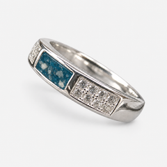 Crystal Channel Ashes Ring in Sky Blue, visible ashes