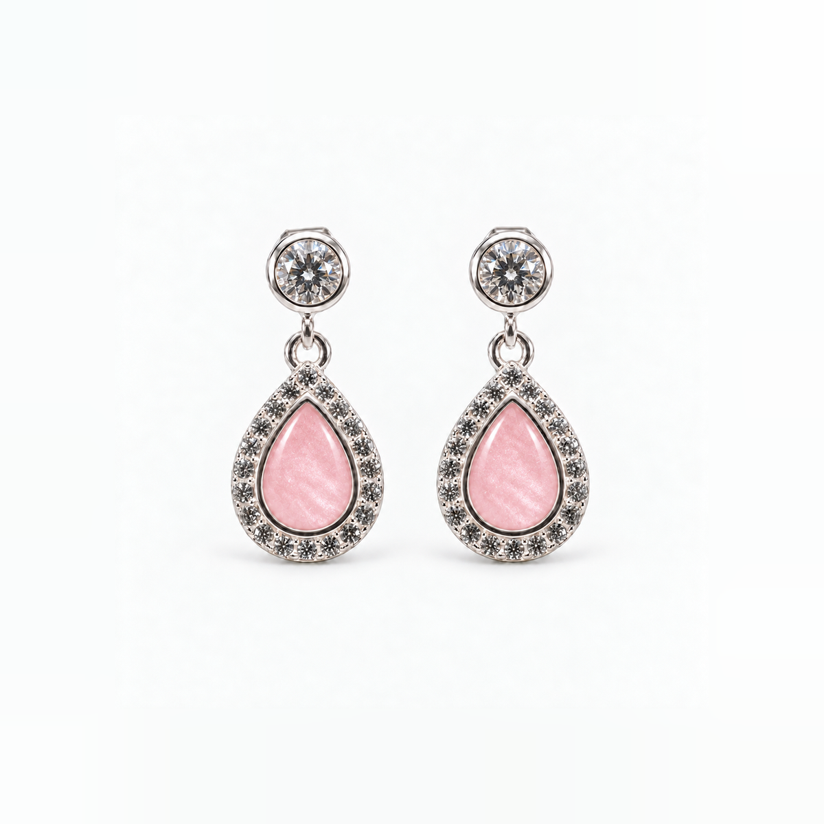 crystal halo teardrop ashes earrings — Pink, hidden ashes