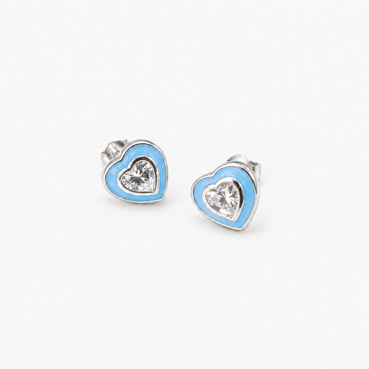 Crystal Heart Ashes Earrings — Sky Blue, hidden ashes