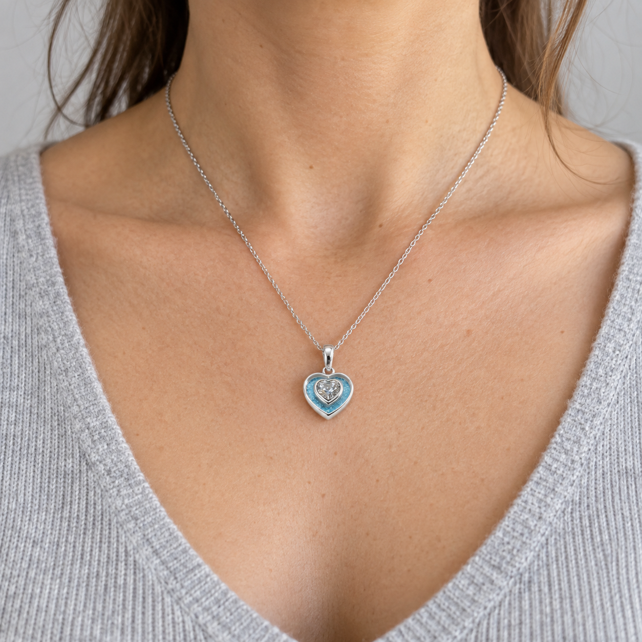 Crystal Heart Ashes Necklace — lifestyle