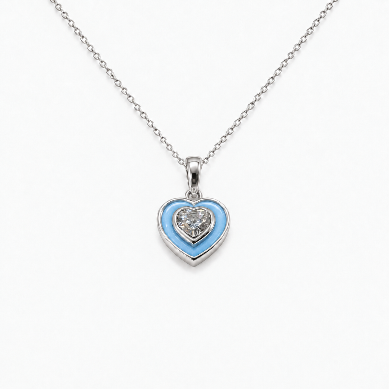 Crystal Heart Ashes Necklace — Sky Blue, hidden ashes