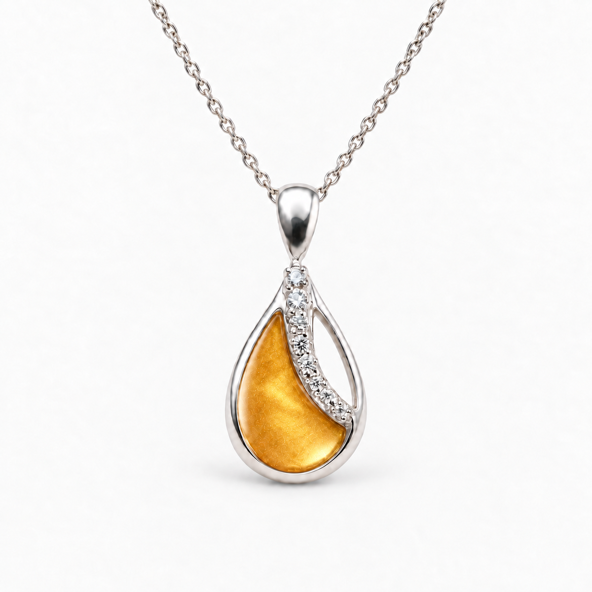 crystal sweep teardrop ashes necklace — Amber, hidden ashes