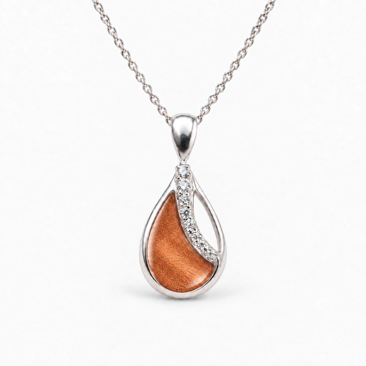 crystal sweep teardrop ashes necklace — Copper, hidden ashes
