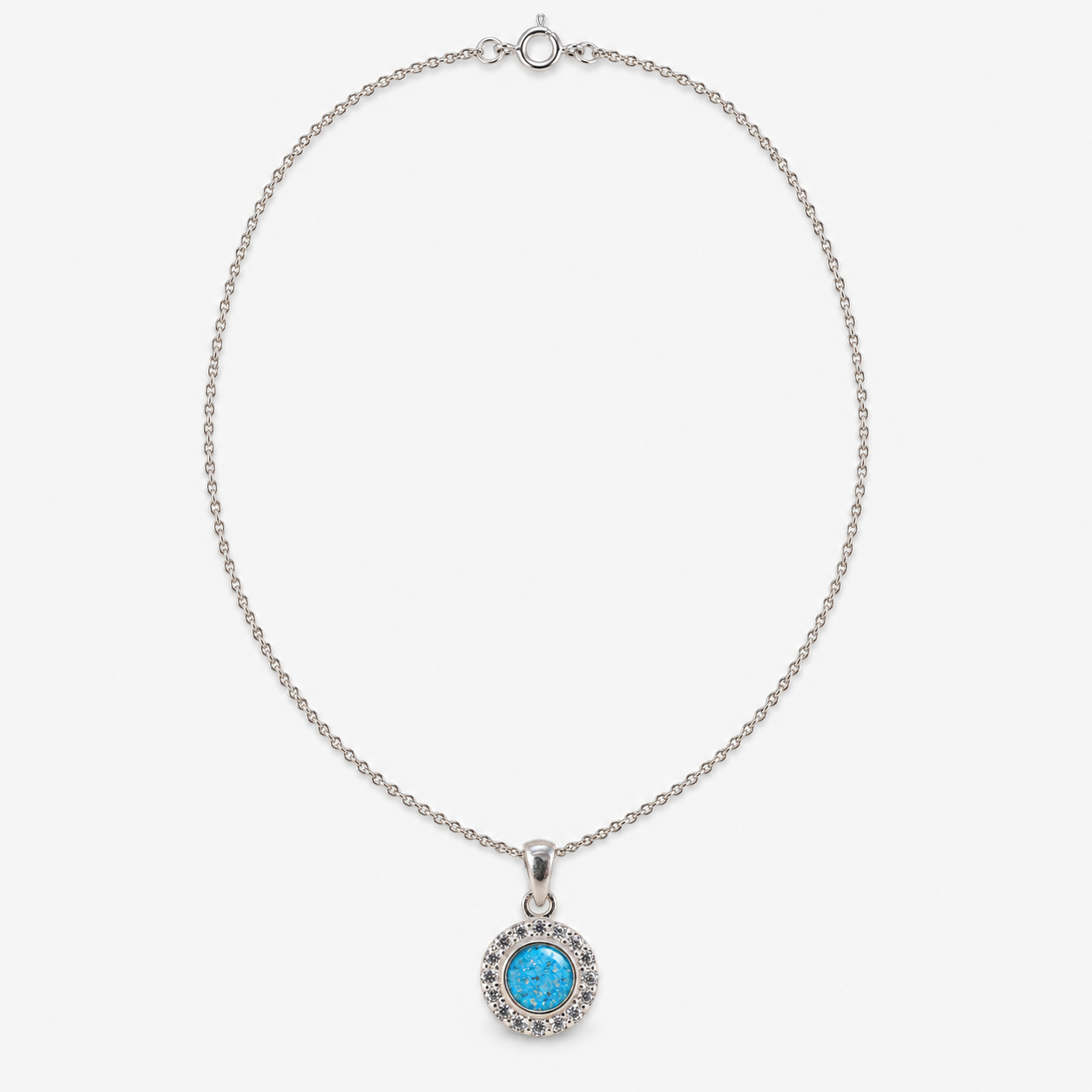 Dainty Halo Ashes Necklace with the complete silver chain