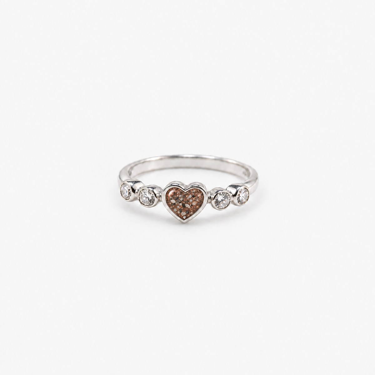 Dainty Heart Ashes Ring — Copper, visible ashes