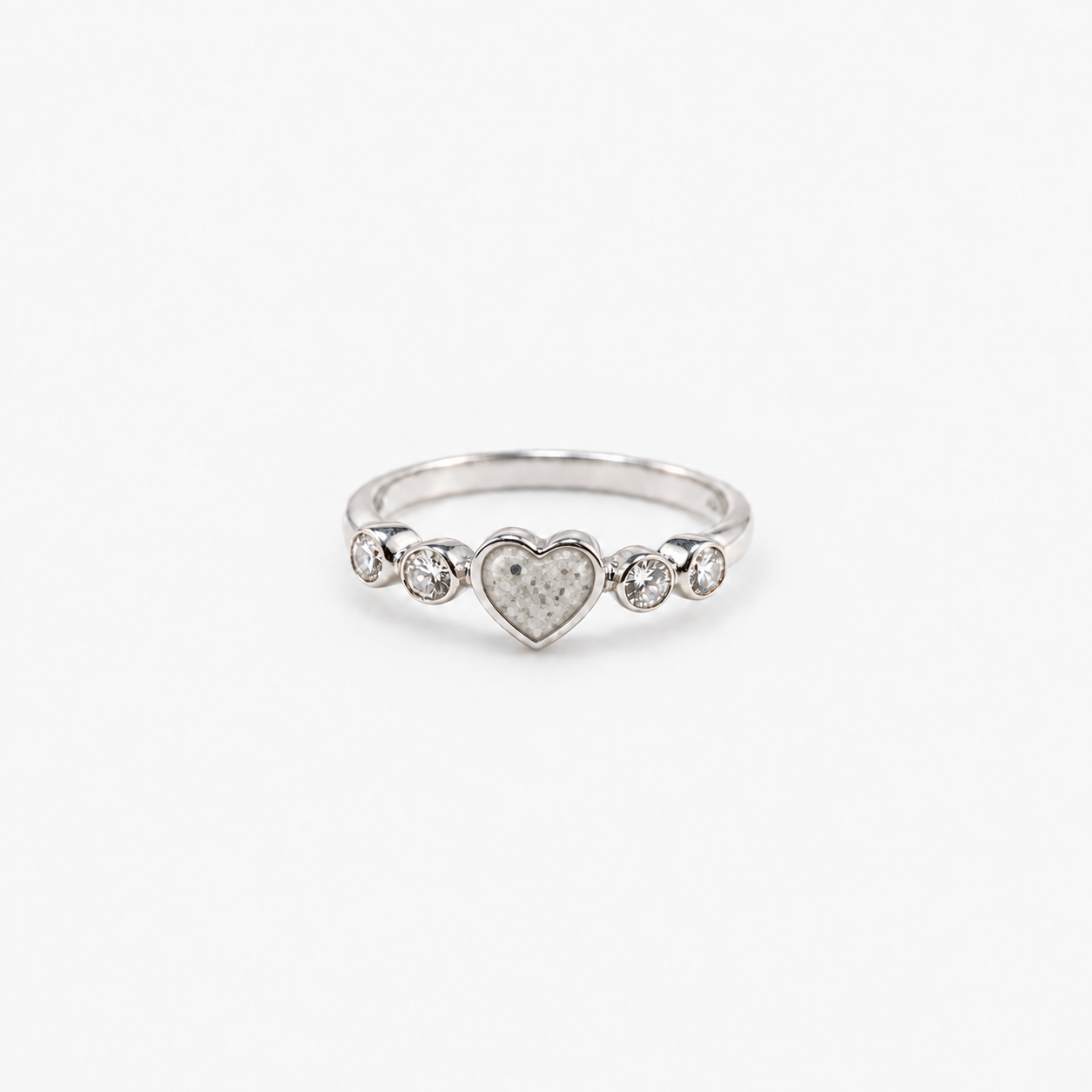 Dainty Heart Ashes Ring — Pearl, visible ashes