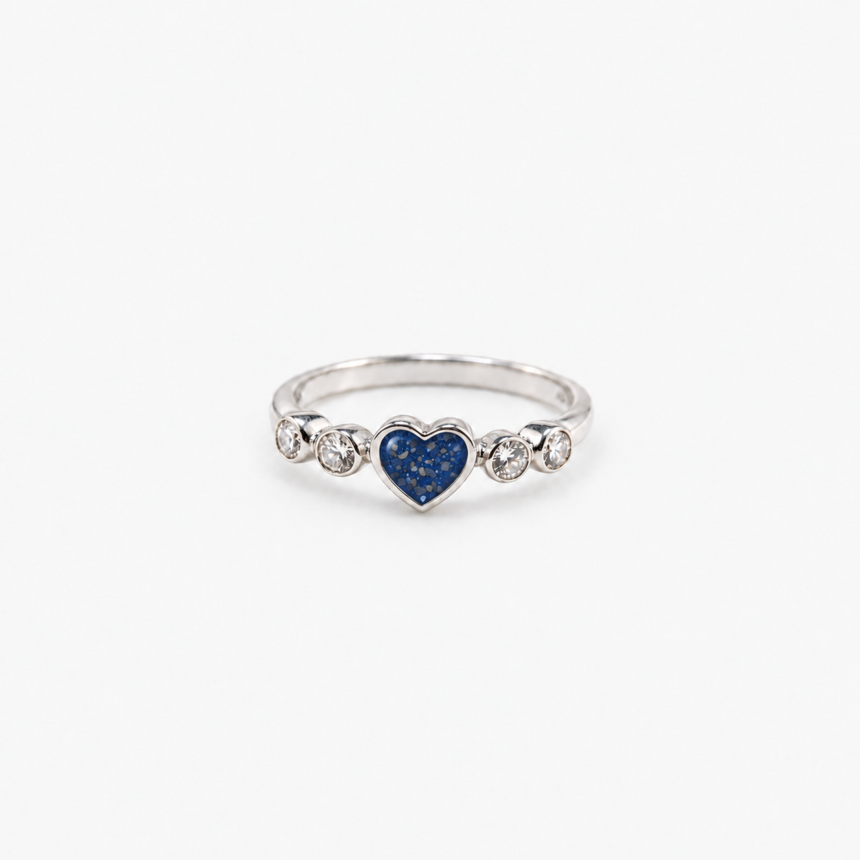 Dainty Heart Ashes Ring — Sapphire, visible ashes