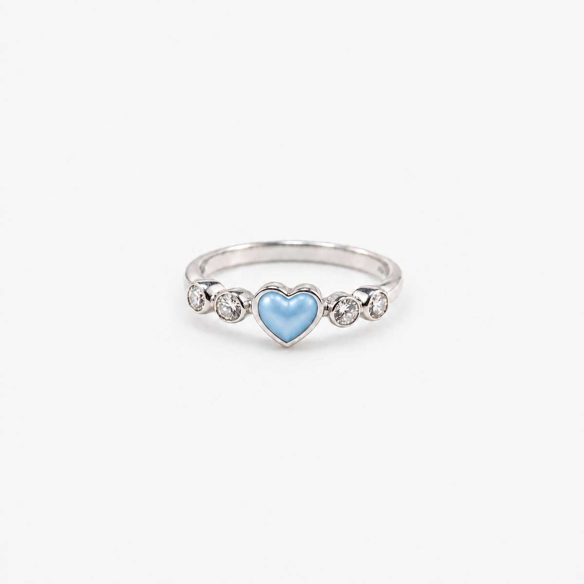 Dainty Heart Ashes Ring — Sky Blue, hidden ashes