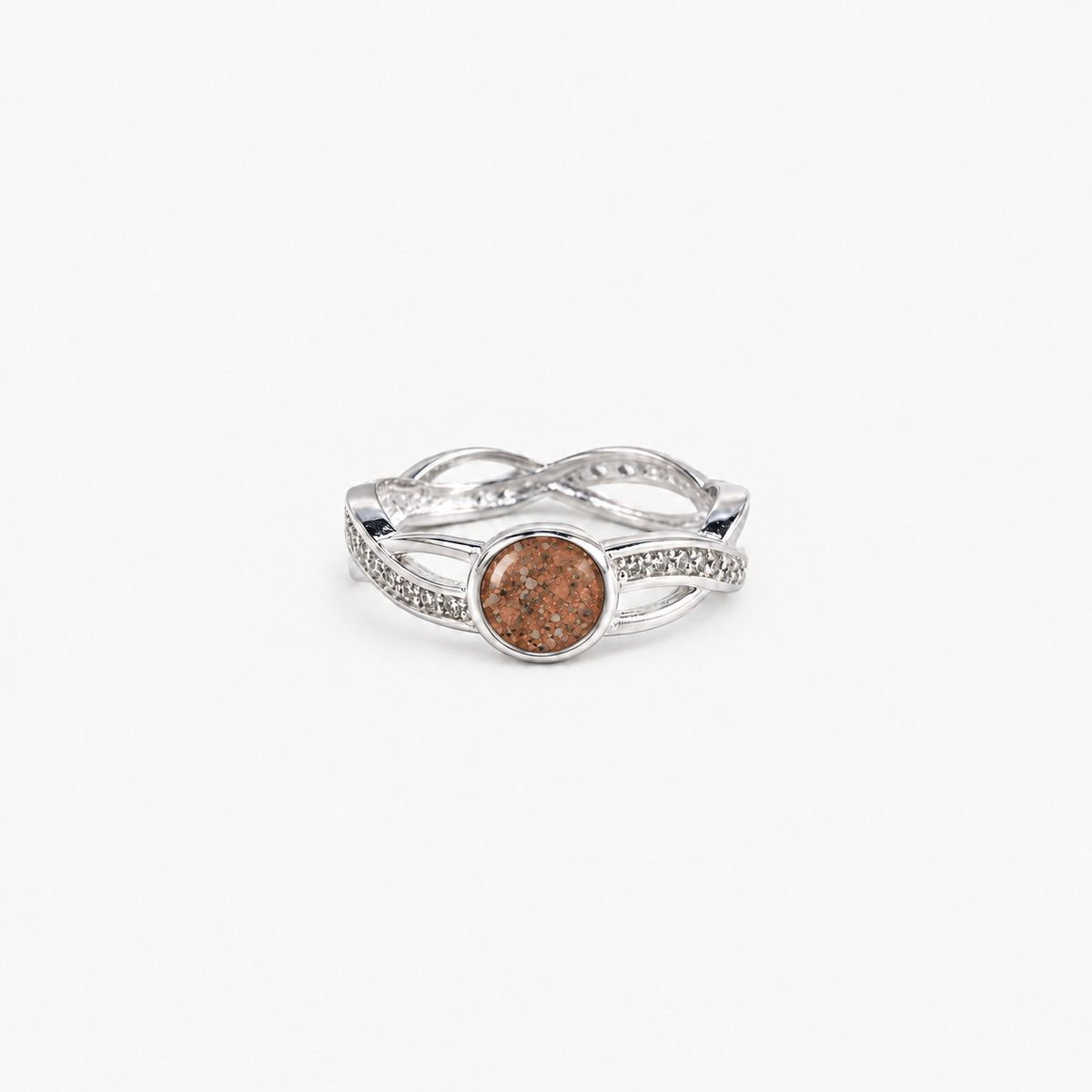 Entwined Ashes Ring — Copper, visible ashes