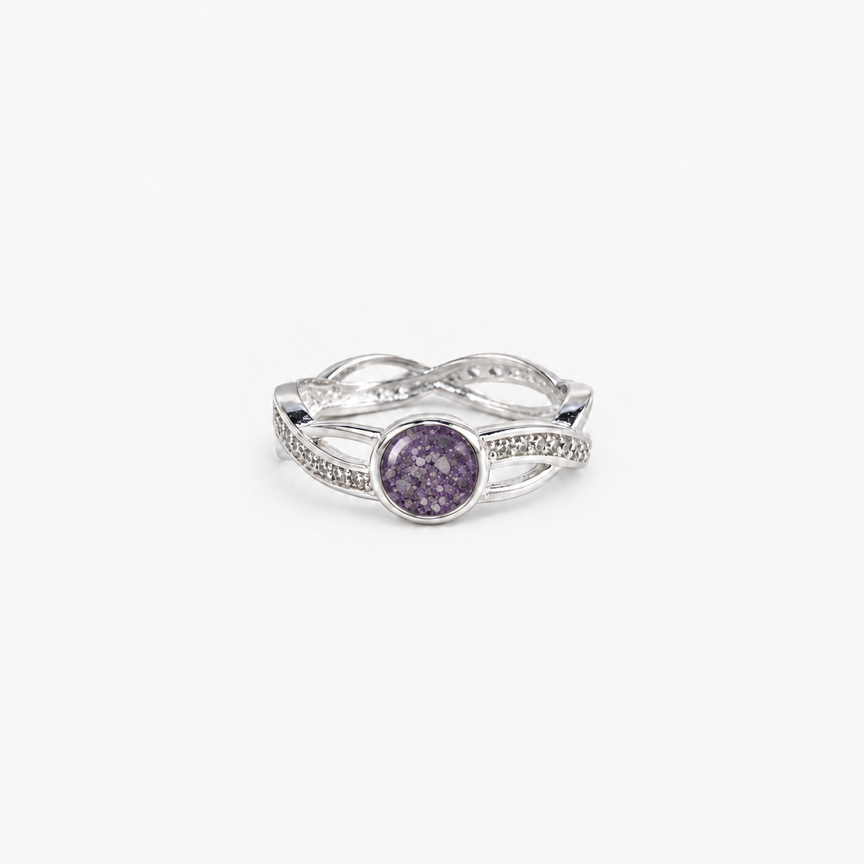 Entwined Ashes Ring — Purple, visible ashes