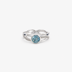 Entwined Ashes Ring — Sky Blue, visible ashes