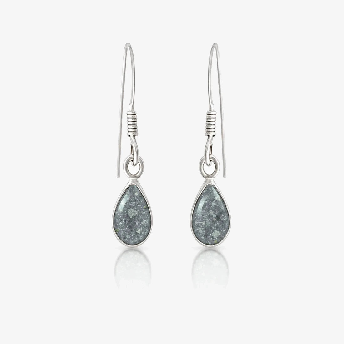 Tear Drop Ashes Earrings in Silver with visible inclusions